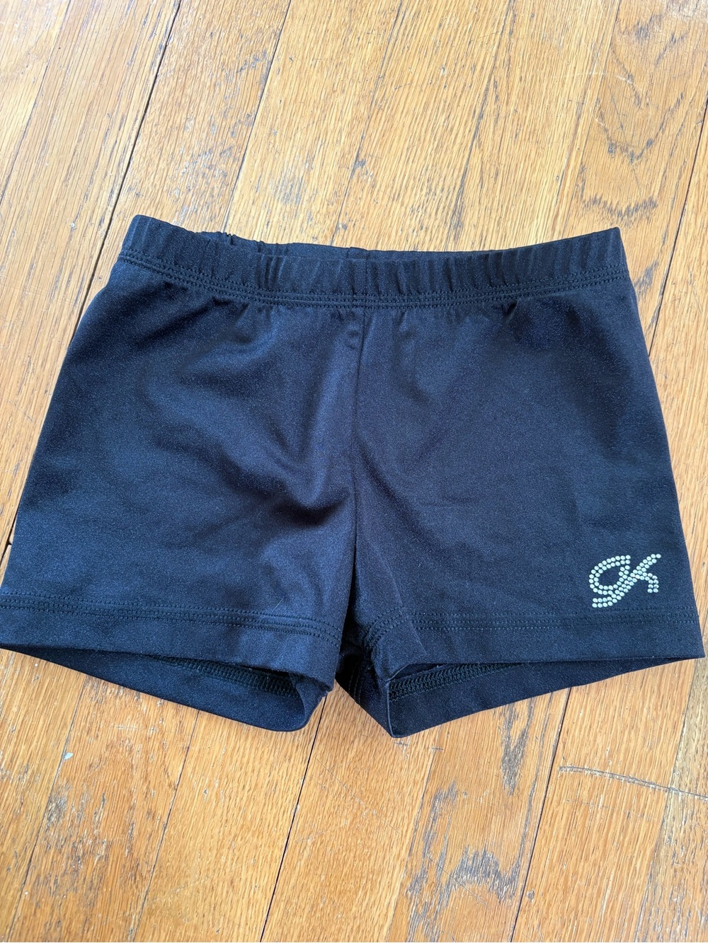 GK Black Athletic Gymnastics Shorts with Rhinestone GK Logo AXS